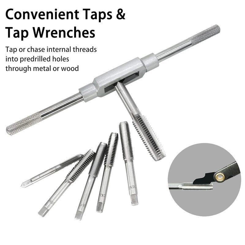 GMTOOLS 40PCS Tap and Die Set, Metric Size Standard M3 to M12, Threading Tool Set for Cutting External and Internal Threads with Adjustable Handles, Complete Accessories and Storage Case - Image 4